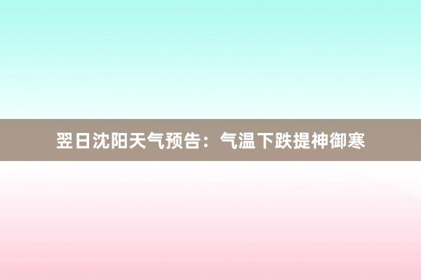 翌日沈阳天气预告：气温下跌提神御寒